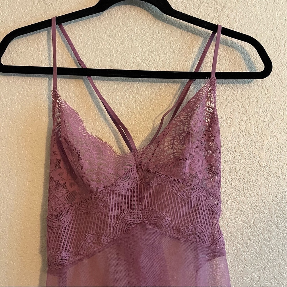 VICTORIA'S SECRET Lace Mauve Mesh Babydoll Top Women's Size Small - Picture 8 of 10